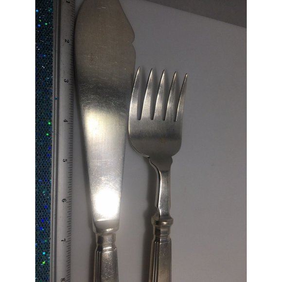 Art Deco Mappin & Webb SterlingFish Fork & Slice Persian Royal Crest C 1948 RARE - Picture 3 of 11